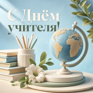 Открытка на День учителя с глобусом