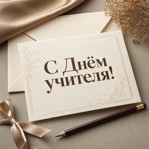 Открытка на День учителя с конвертом и карандашом