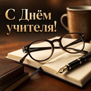 Открытка на День учителя с очками учителя