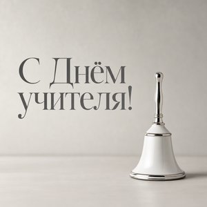 Открытка на День учителя с школьным колокольчиком