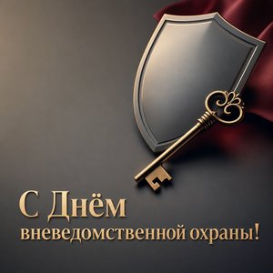 Открытка на День вневедомственной охраны Росгвардии со щитом и ключом