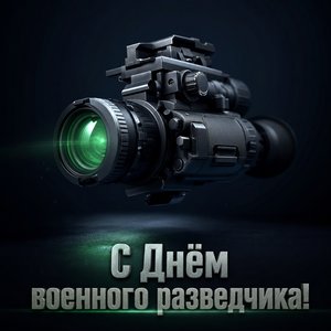 Открытка на День военного разведчика с прибором ночного видения