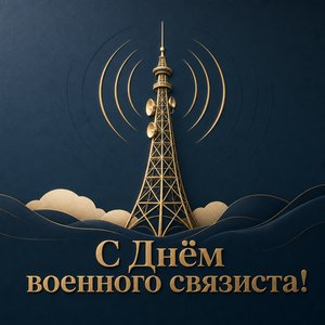 Открытка на День военного связиста с сигнальной вышкой