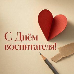 Открытка на День воспитателя с бумажным сердцем