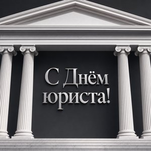 Открытка на День юриста с колоннами здания суда