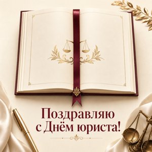 Открытка на День юриста с открытой юридической книгой