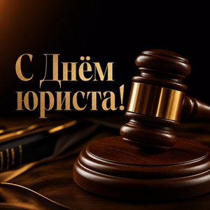 Открытка на День юриста с судейским молотком