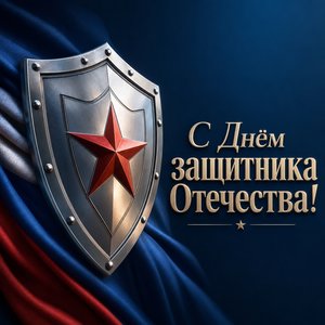 Открытка на День защитника Отечества с 3D-щитом со звездой