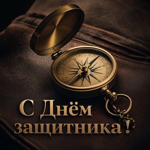 Открытка на День защитника Отечества с компасом