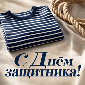Открытка на День защитника Отечества с тельняшкой и канатом
