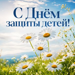 Открытка на День защиты детей с ромашками
