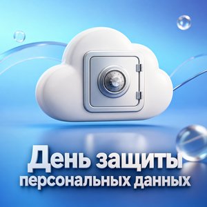 Открытка на День защиты персональных данных с облаком-сейфом