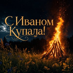 Открытка на Иван Купала с праздничным костром