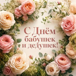 Открытка на Международный день бабушек и дедушек с аркой из роз