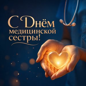Открытка на Международный день медицинской сестры с ладонями и светящимся сердцем