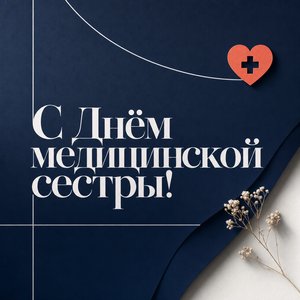 Открытка на Международный день медицинской сестры с типографикой и сердцем