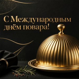 Открытка на Международный день повара с золотым клошем