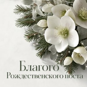 Открытка на Начало Рождественского поста с белыми морозниками