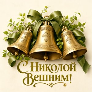 Открытка на Никола Вешний — День святителя Николая с золотыми колоколами