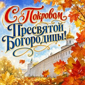 Открытка на Покров Пресвятой Богородицы с пожеланием