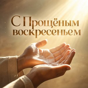 Открытка на Прощёное воскресенье с раскрытыми ладонями