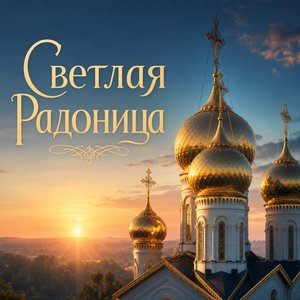 Открытка на Радоницу с золотыми куполами на рассвете