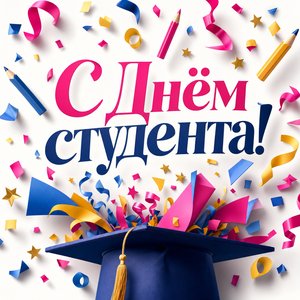 Открытка на Татьянин день — День студента с академической шапочкой