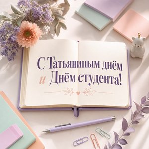 Открытка на Татьянин день — День студента с ежедневником