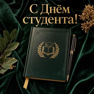 Открытка на Татьянин день — День студента с зачётной книжкой