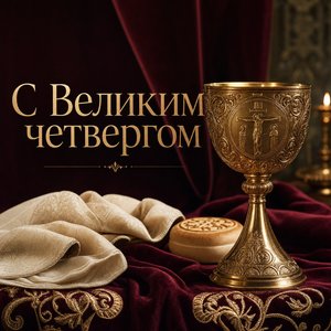 Открытка на Великий четверг с золотым потиром