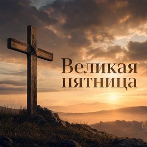 Открытка на Великую пятницу с деревянным крестом на холме