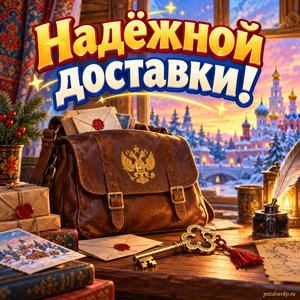 Открытка «Надёжной доставки!» с сумкой и ключом