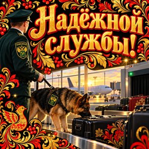 Открытка «Надёжной службы!» со служебной собакой