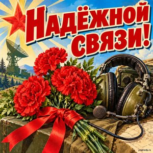 Открытка «Надёжной связи!» с гвоздиками