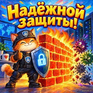 Открытка «Надёжной защиты!» с огненной стеной
