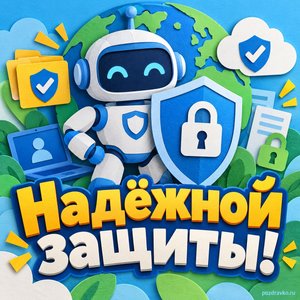 Открытка «Надёжной защиты!» с роботом-охранником