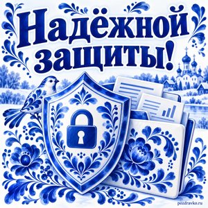 Открытка «Надёжной защиты!» со щитом и папкой