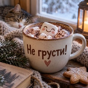Открытка «Не грусти!» с улыбчивым какао