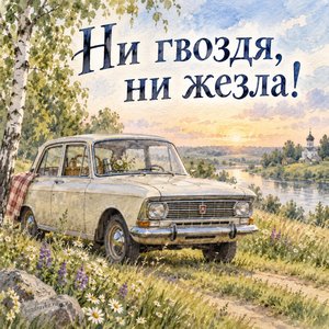 Открытка «Ни гвоздя, ни жезла!» с «Москвичом» на пикнике