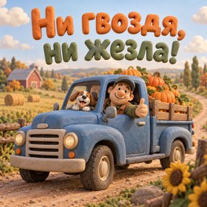 Открытка «Ни гвоздя, ни жезла!» с пикапом и тыквами