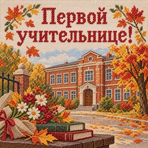 Открытка «Первой учительнице!» со старой школой