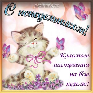 Открытка с понедельником и пожеланием классного настроения