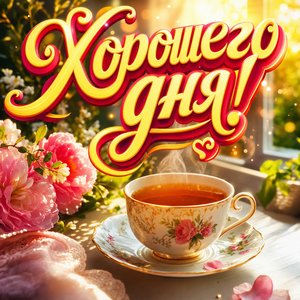Открытка пожелания на каждый день с фарфоровой чашкой чая