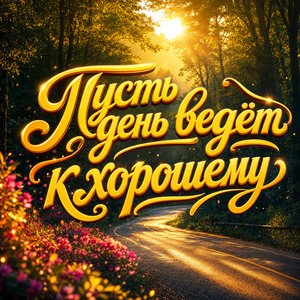 Открытка пожелания на каждый день с лесной дорогой на рассвете