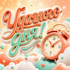 Открытка пожелания на каждый день с объёмным будильником