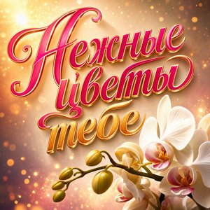 Открытка с цветами с белой орхидеей