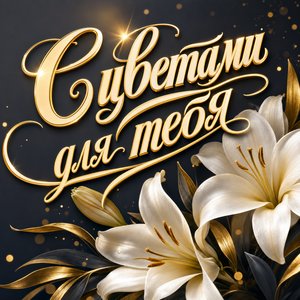 Открытка с цветами с белыми лилиями