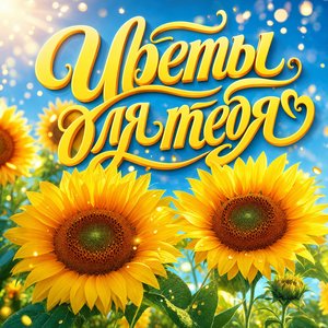 Открытка с цветами с яркими подсолнухами