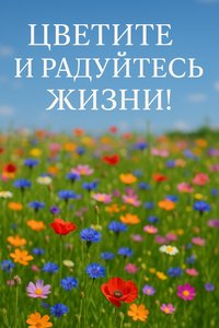 Открытка с цветущими лугами