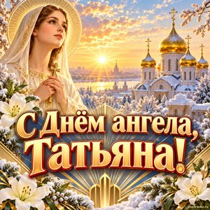 Открытка «С Днём ангела, Татьяна!» с рассветом